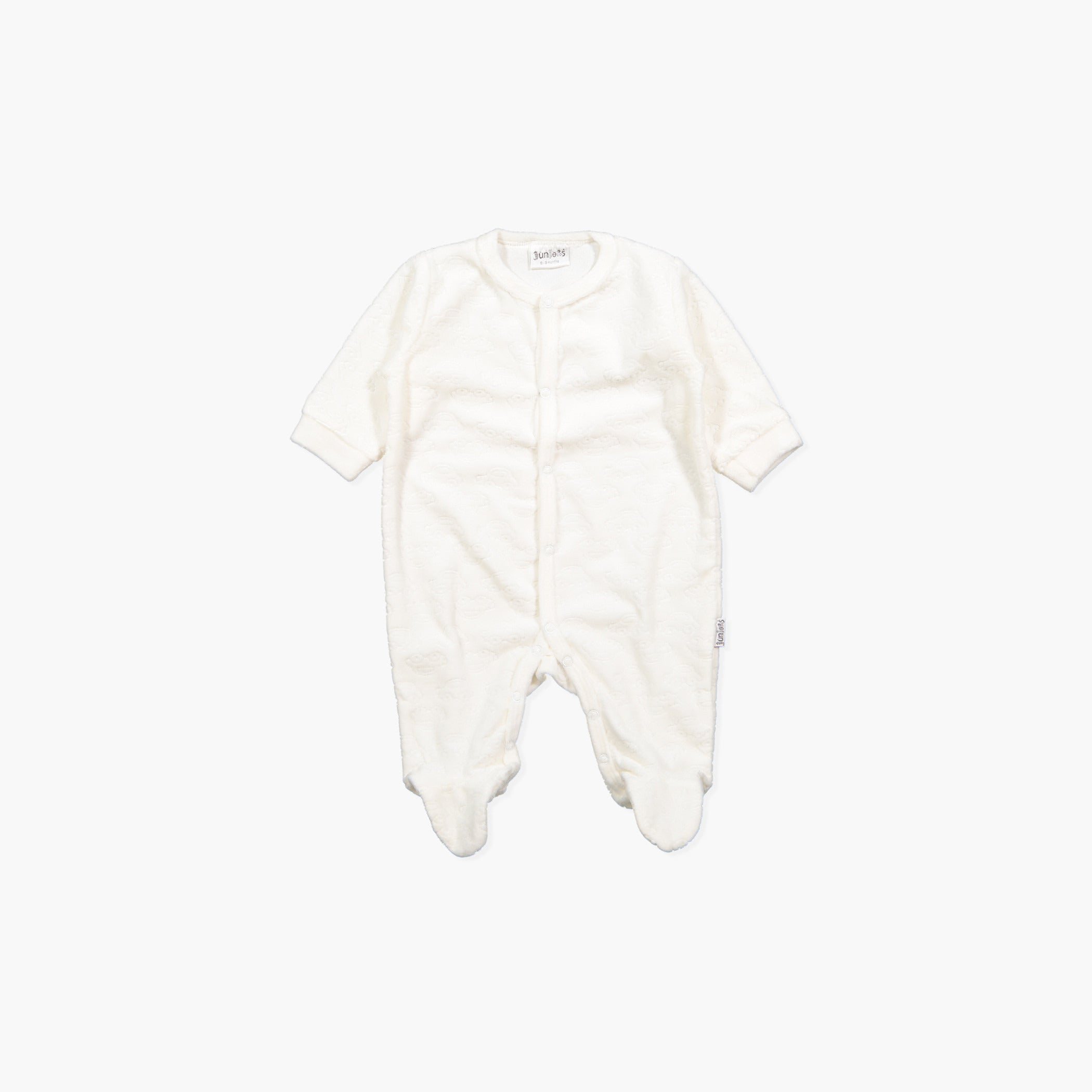 Juniors Textured Closed Feet Sleepsuit with Button Closure - Grey / 6-12 mths
