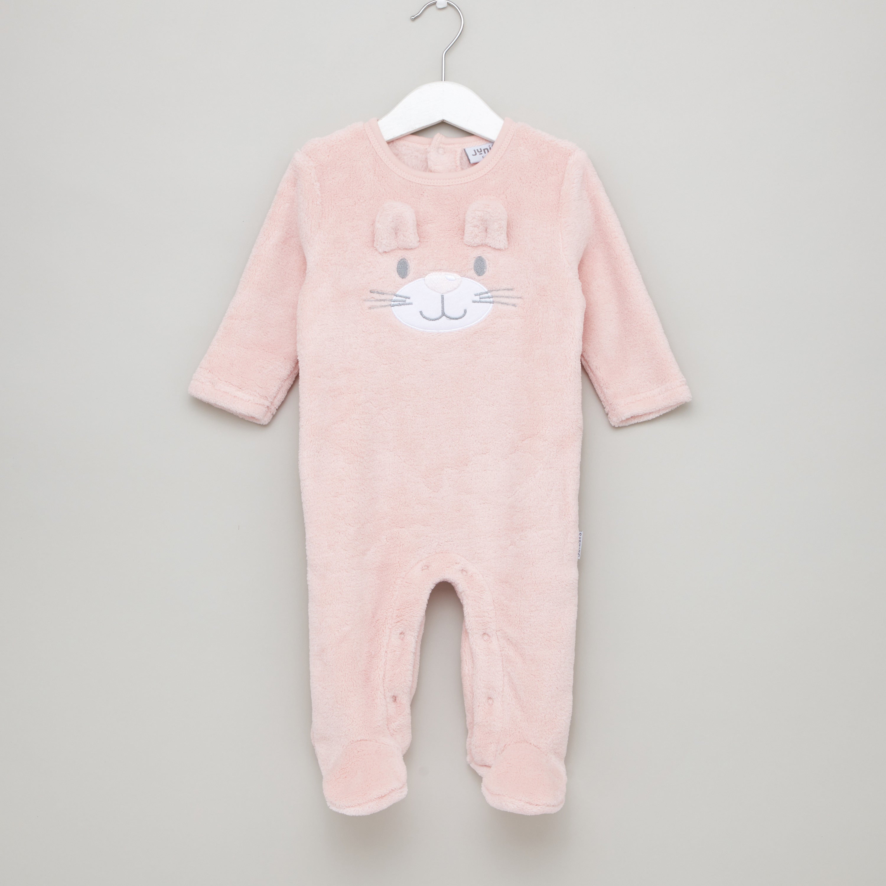 Juniors Textured Closed Feet Sleepsuit with Long Sleeves - Pink / 9-12 mths