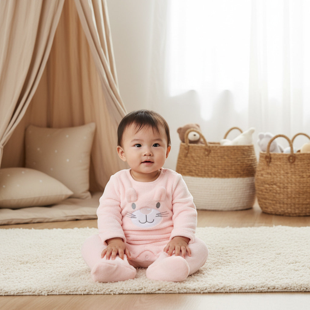 Juniors Textured Closed Feet Sleepsuit with Long Sleeves