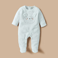 Juniors Sheep Face Applique Sleepsuit with Long Sleeves and Button Closure-undefined-image-1