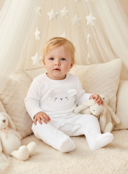 Juniors Sheep Face Applique Sleepsuit with Long Sleeves and Button Closure-baby-girls-clothing-nightwear-sleepsuits-image-5