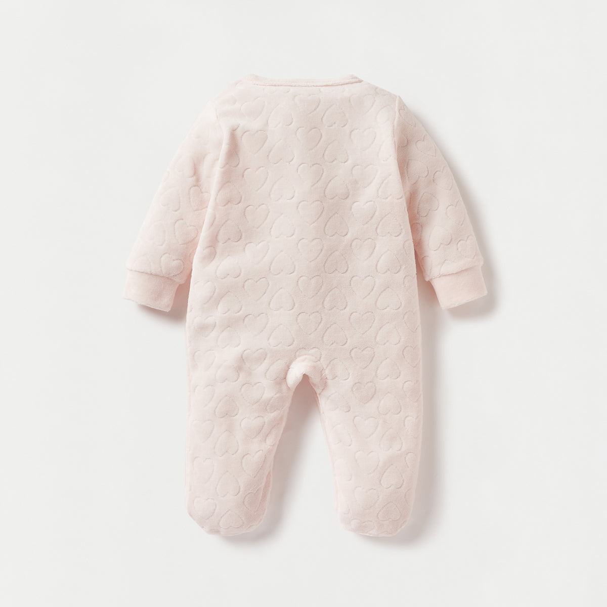 Juniors Heart Textured Closed Foot Sleepsuit with Long Sleeves and Snap Button Closure
