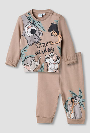 Juniors Cotton Round Neck Long Sleeves Pyjama Set with Jungle Book Print