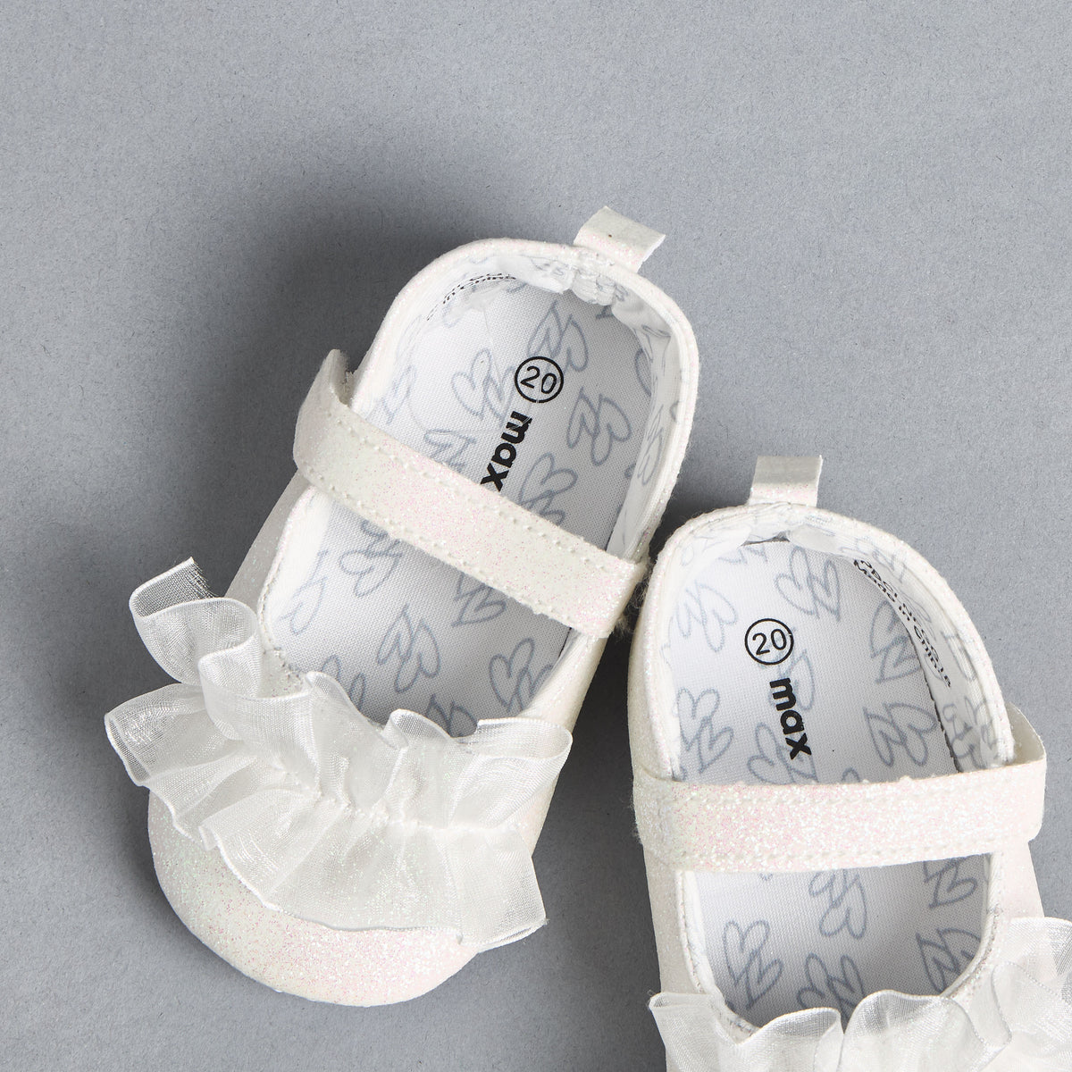 Embellished Frill Detail Booties with Hook and Loop Closure