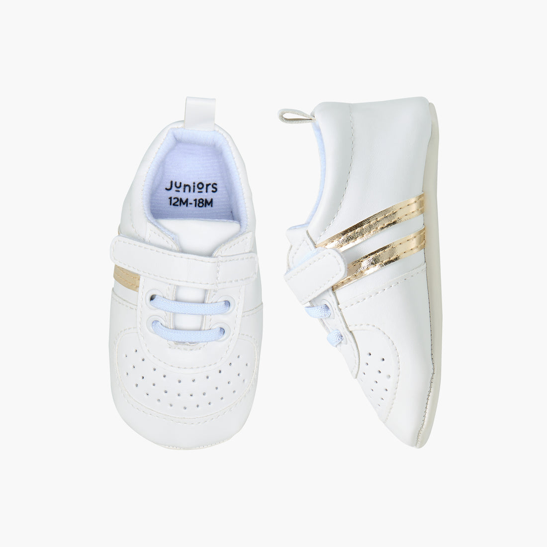 Juniors Panelled Booties with Hook and Loop Closure - White / 12-18 mths