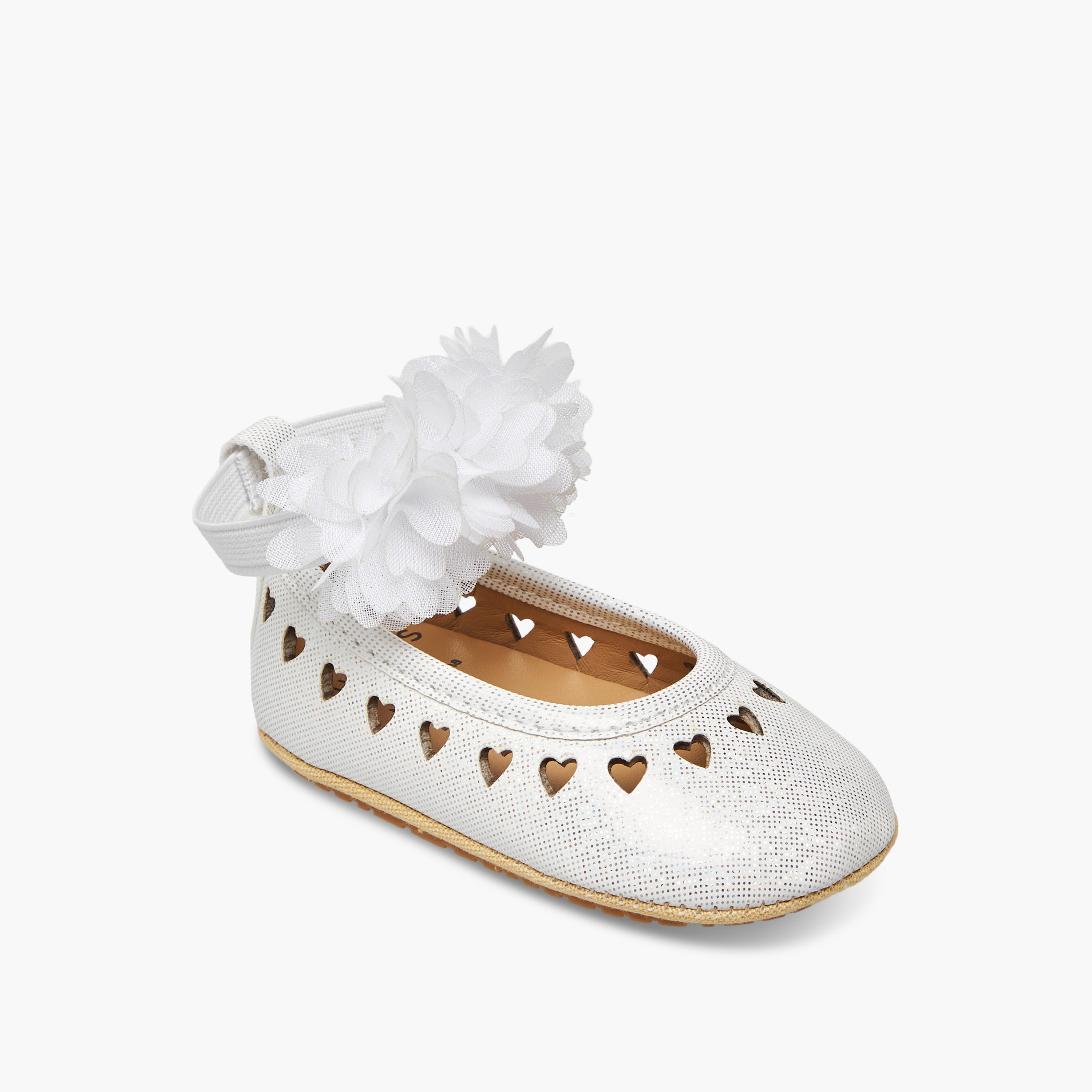 Juniors Booties with Elastic Strap, Floral Accent