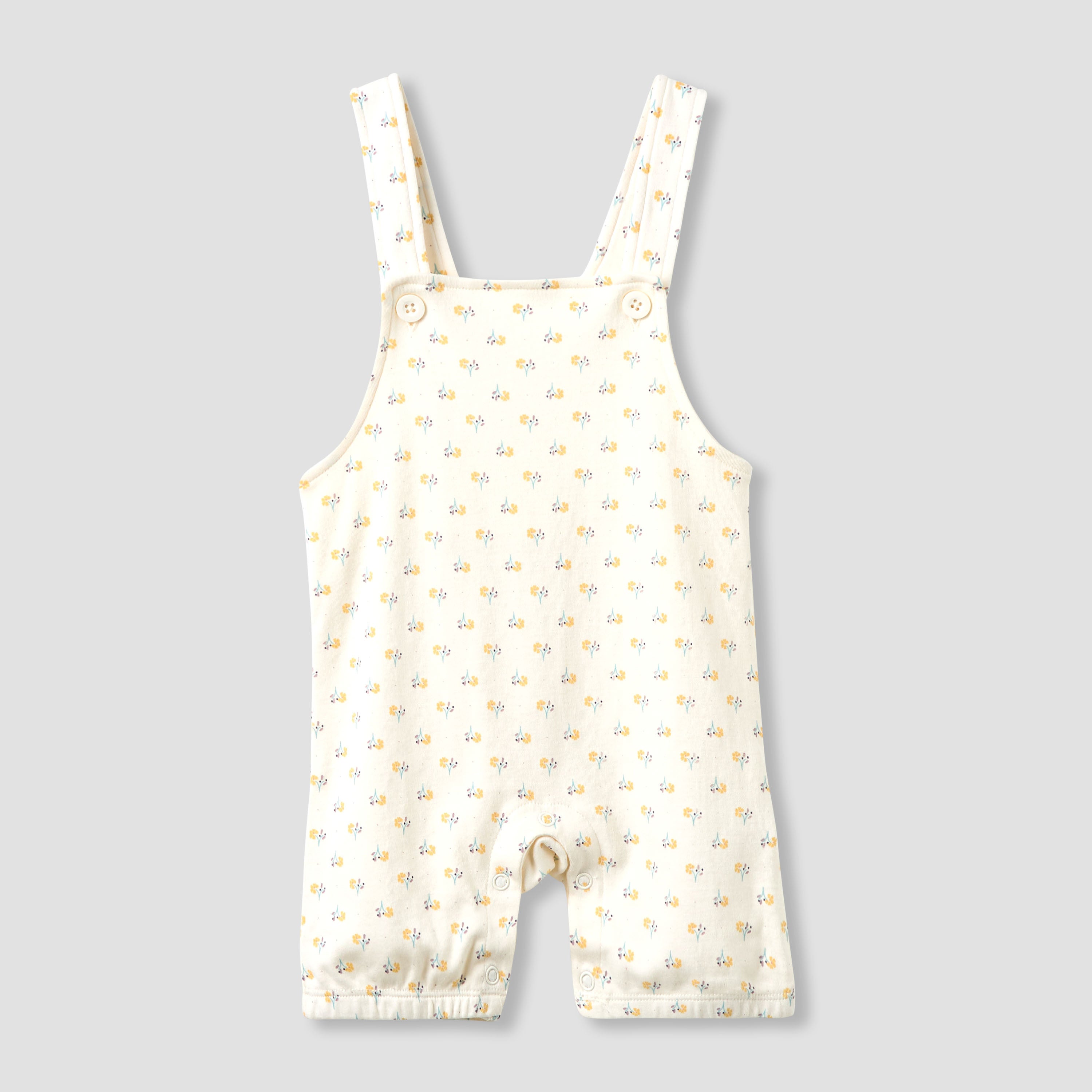 Juniors Crew Neck Short Sleeve T-shirt and Dungaree Set with Floral Print
