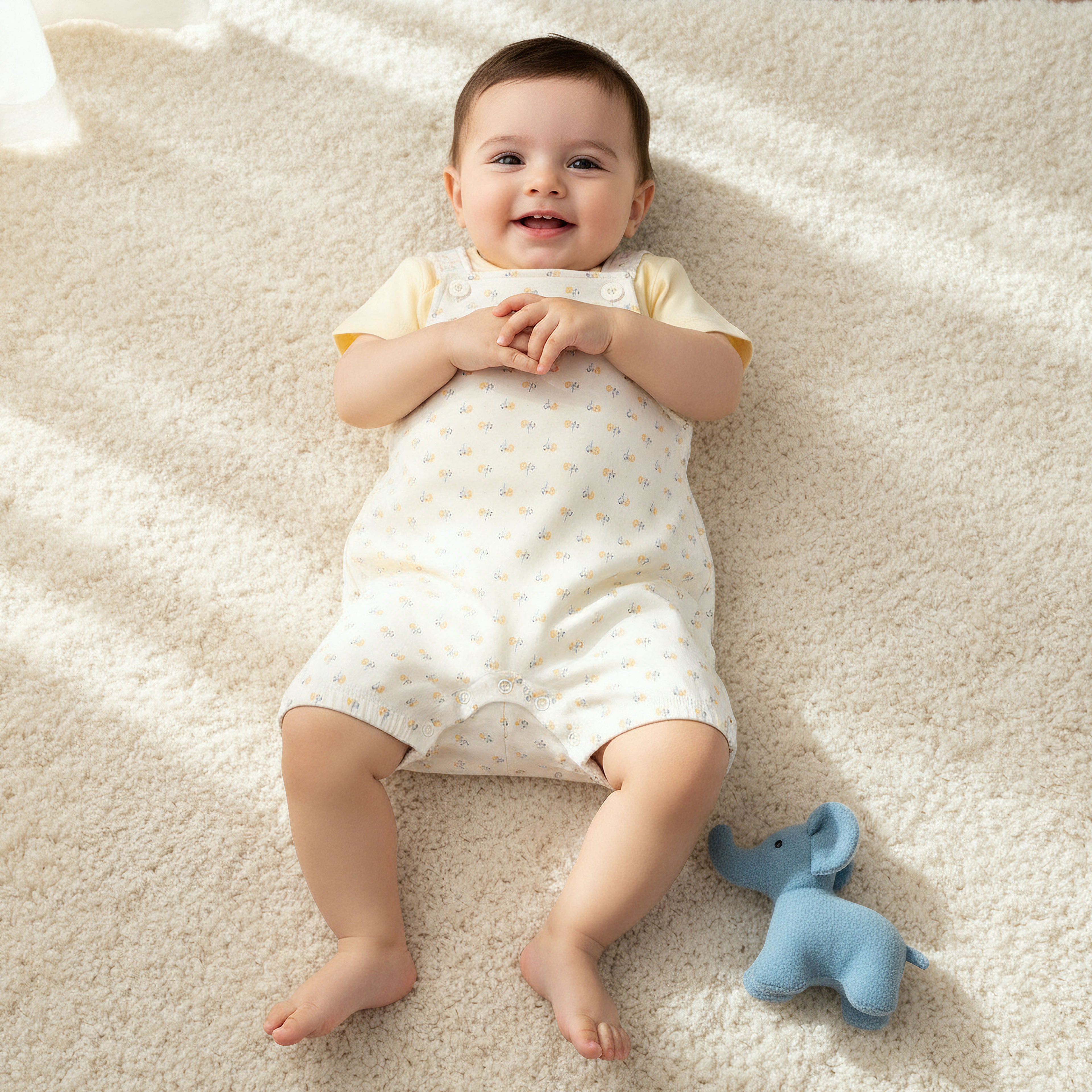 Juniors Crew Neck Short Sleeve T-shirt and Dungaree Set with Floral Print