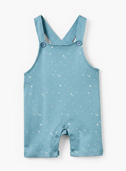 Juniors Crew Neck Short Sleeves T-shirt and Dungaree Set with Star Print-baby-boys-clothing-setsandcoords-image-3