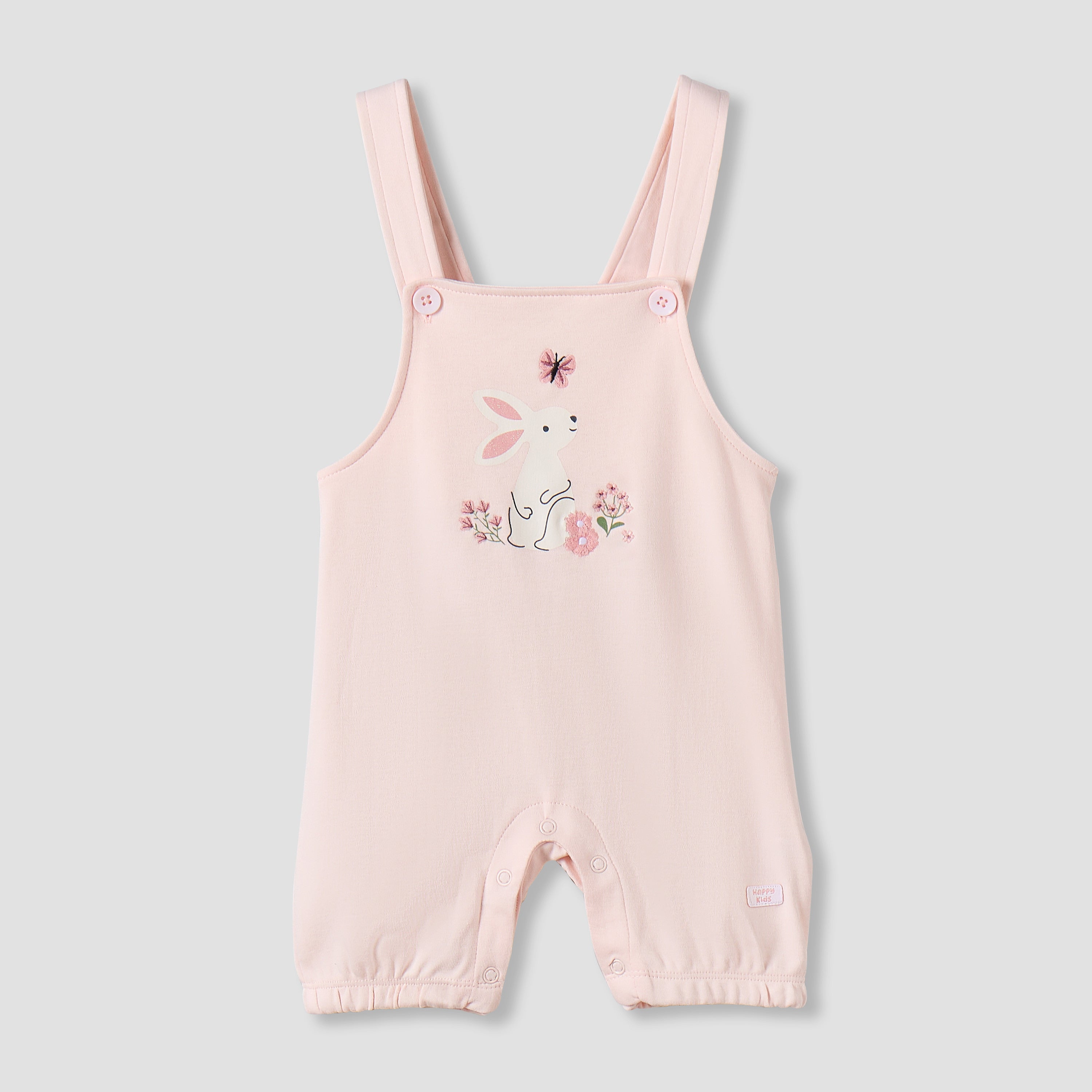 Juniors Short Sleeves T-shirt and Dungaree Set with Bunny Print