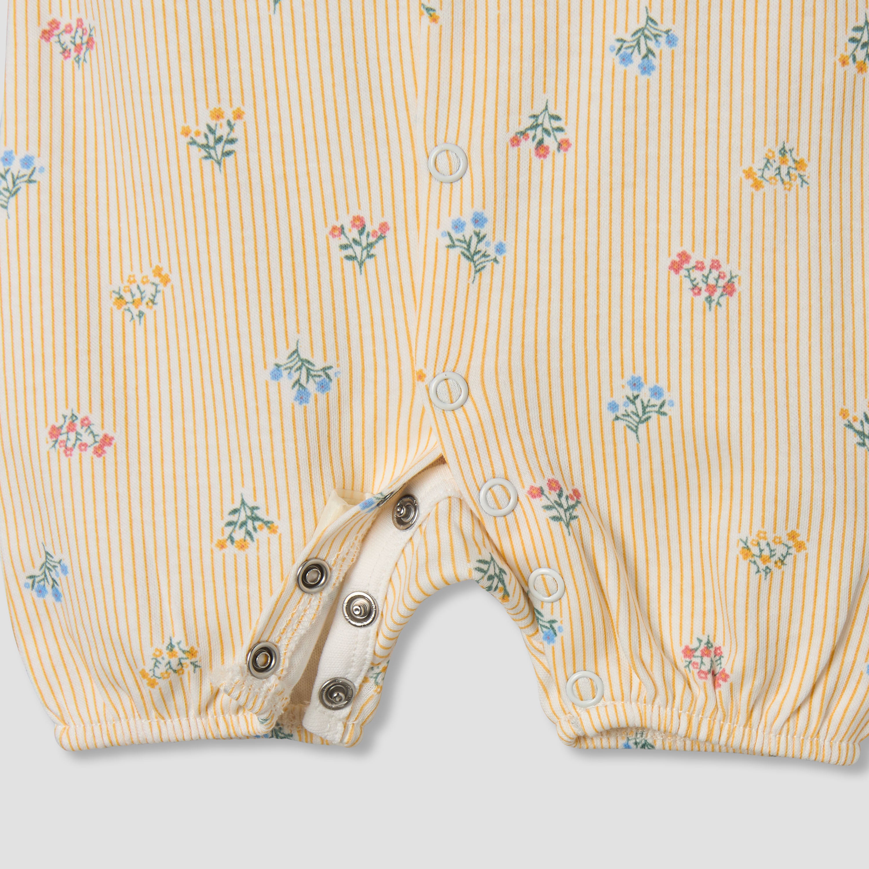 Juniors Round Neck Short Sleeves Romper with Floral Stripe Print