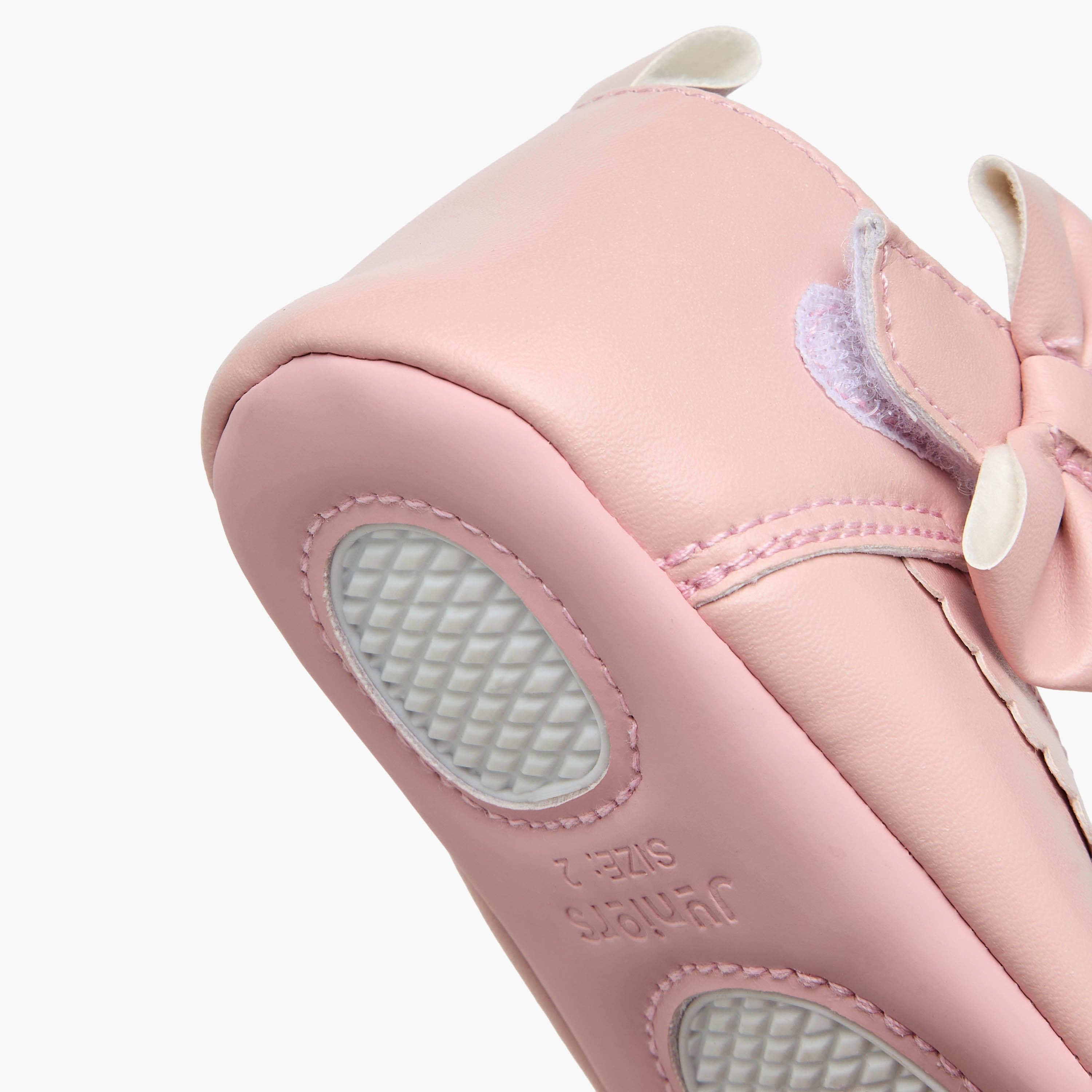 Juniors Booties with Bow Applique and Scalloped Edge