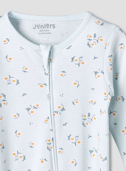 Juniors Cotton Round Neck Long Sleeve Sleepsuit with Zip Closure-baby-girls-clothing-nightwear-sleepsuits-image-4