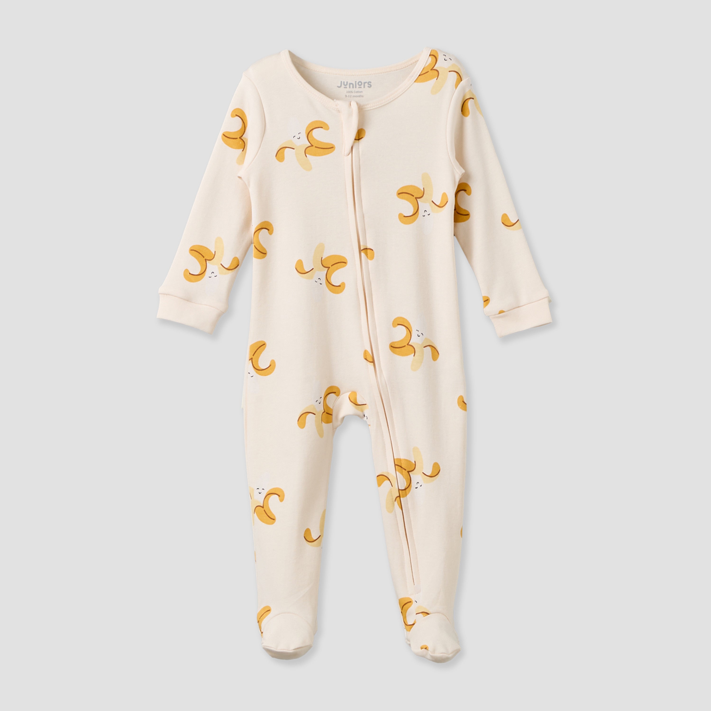 Juniors Cotton Crew Neck Long Sleeves Sleepsuit with Zip Closure