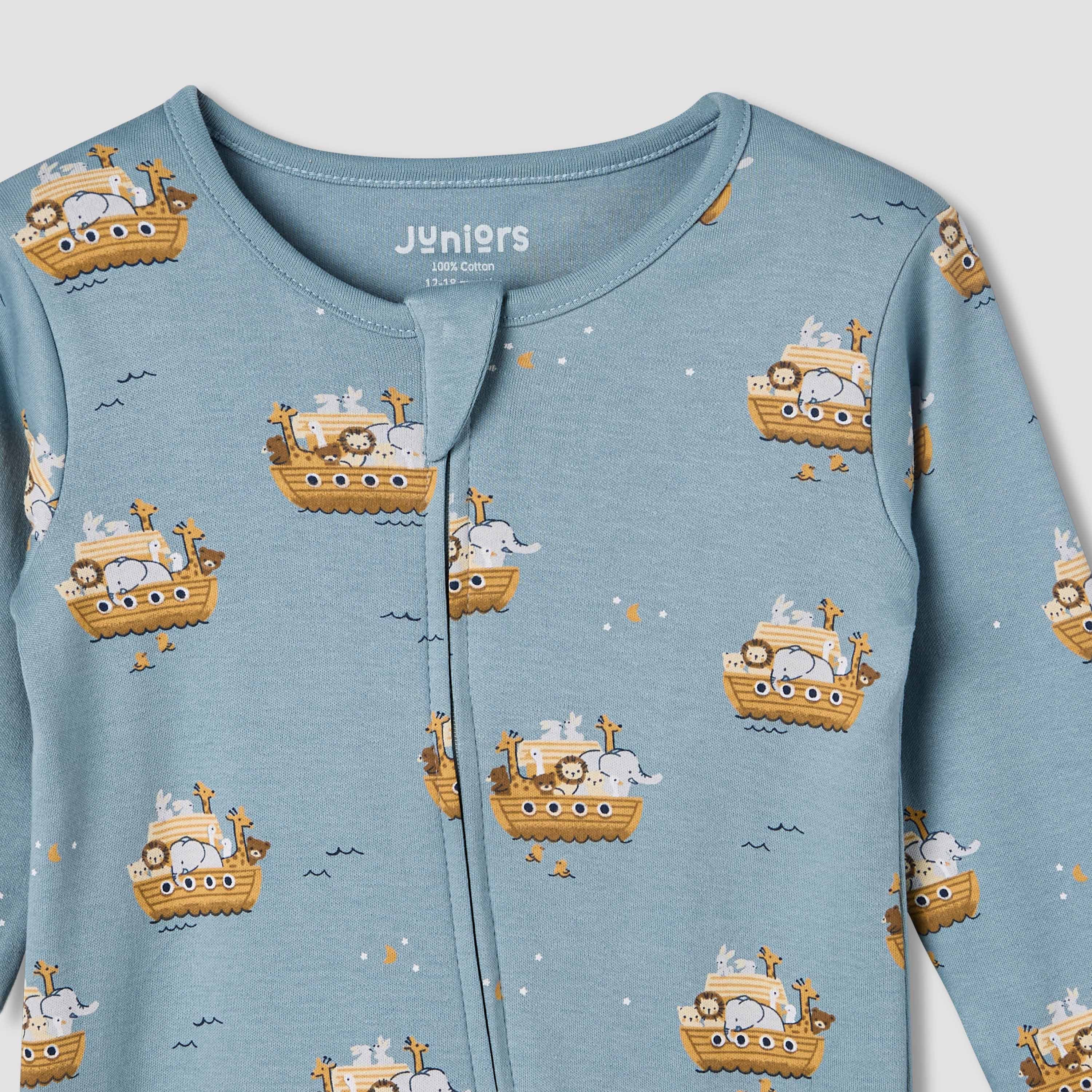 Juniors Cotton Round Neck Long Sleeves Sleepsuit with Print
