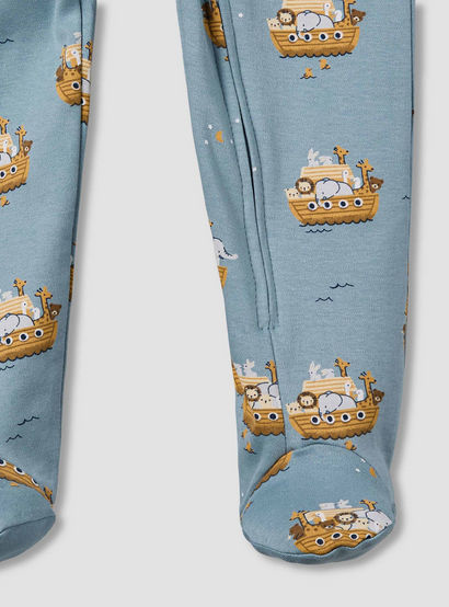 Juniors Cotton Round Neck Long Sleeves Sleepsuit with Print-baby-boys-clothing-nightwear-sleepsuits-image-5