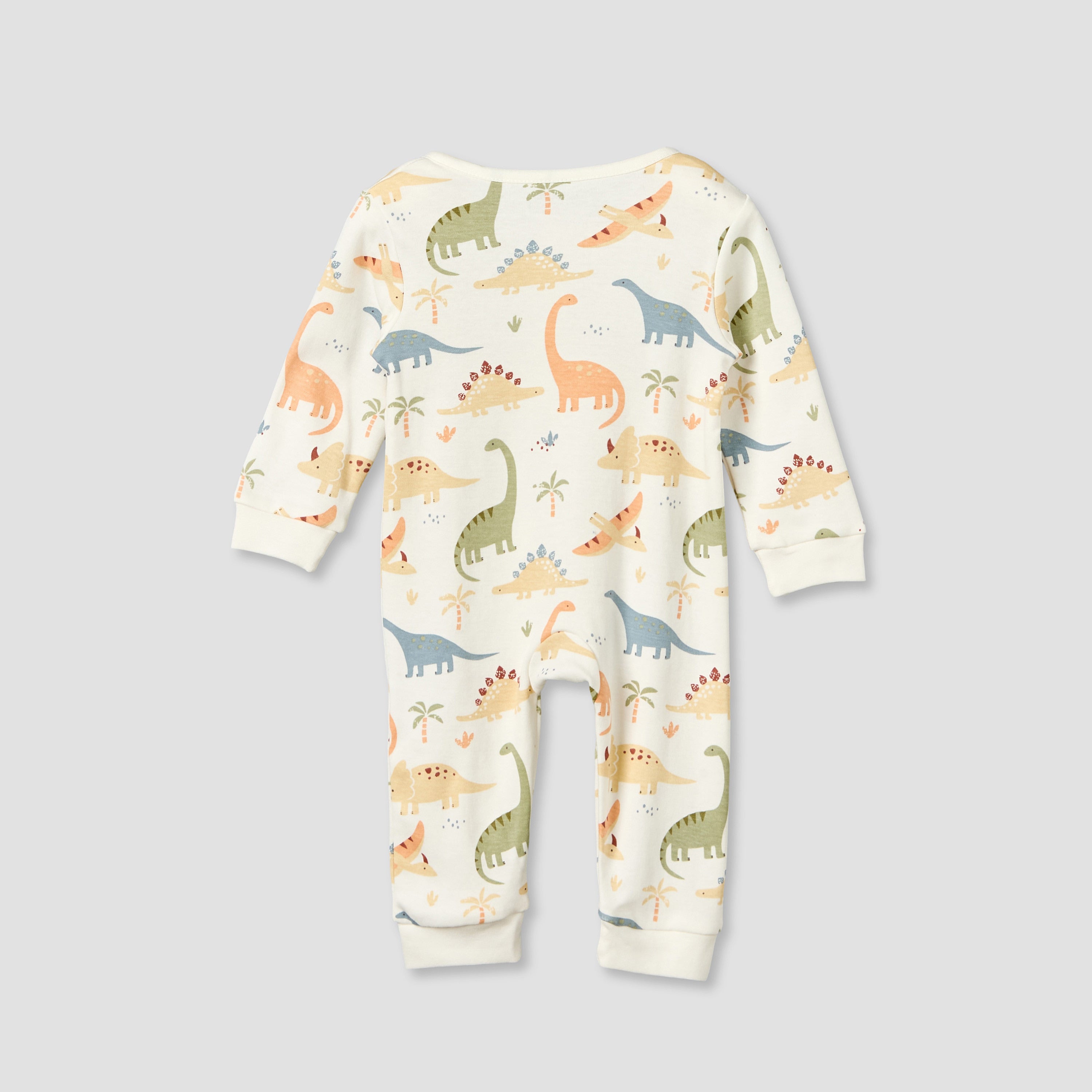 Juniors Cotton Crew Neck Long Sleeves Sleepsuit with Dinosaur Print