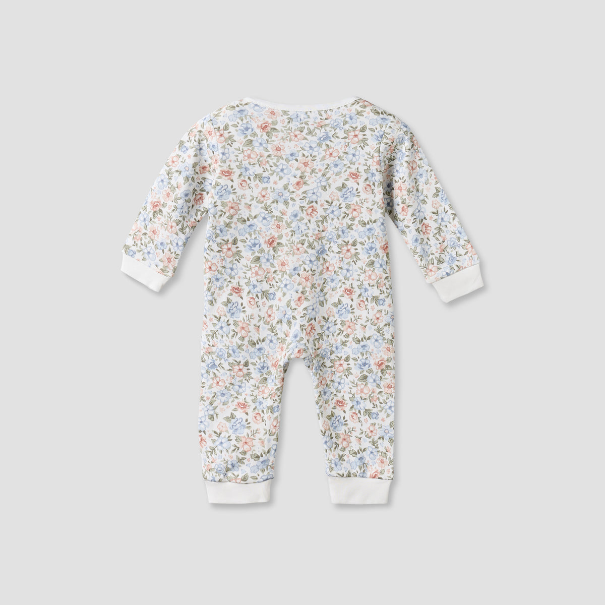 Juniors Cotton Round Neck Long Sleeves Sleepsuit with Floral Print