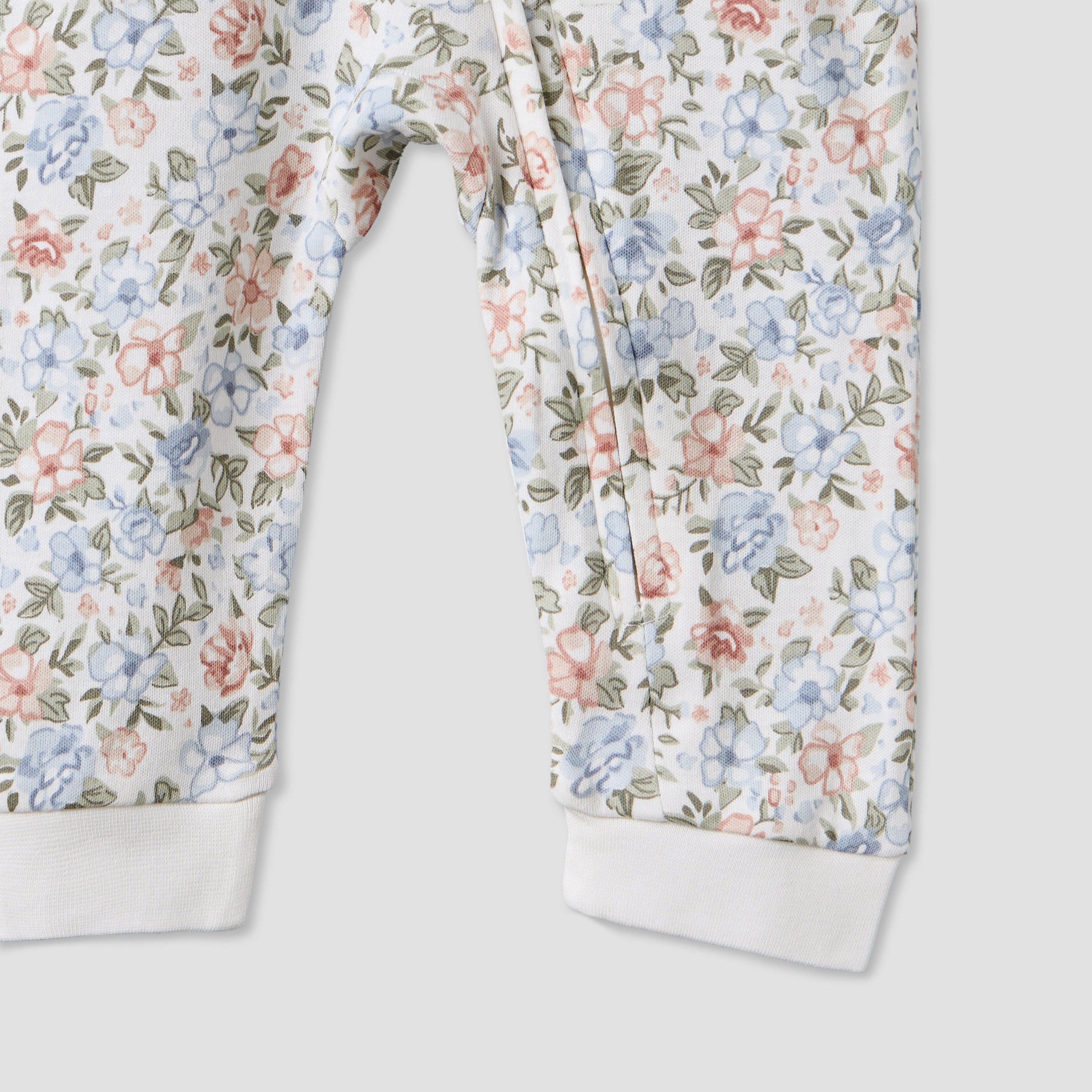Juniors Cotton Round Neck Long Sleeves Sleepsuit with Floral Print