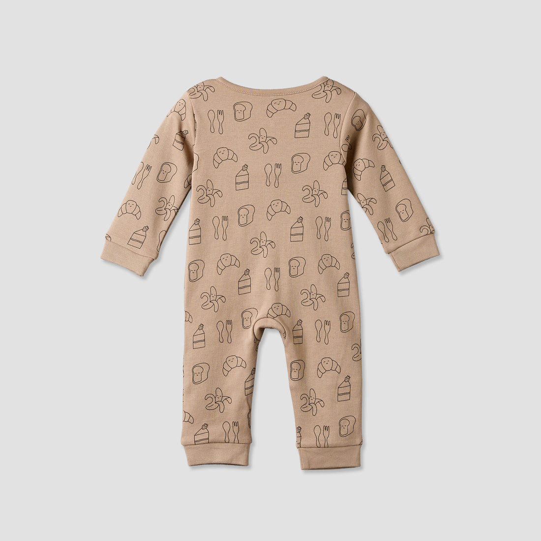 Juniors Cotton Crew Neck Long Sleeves Sleepsuit with Food Print