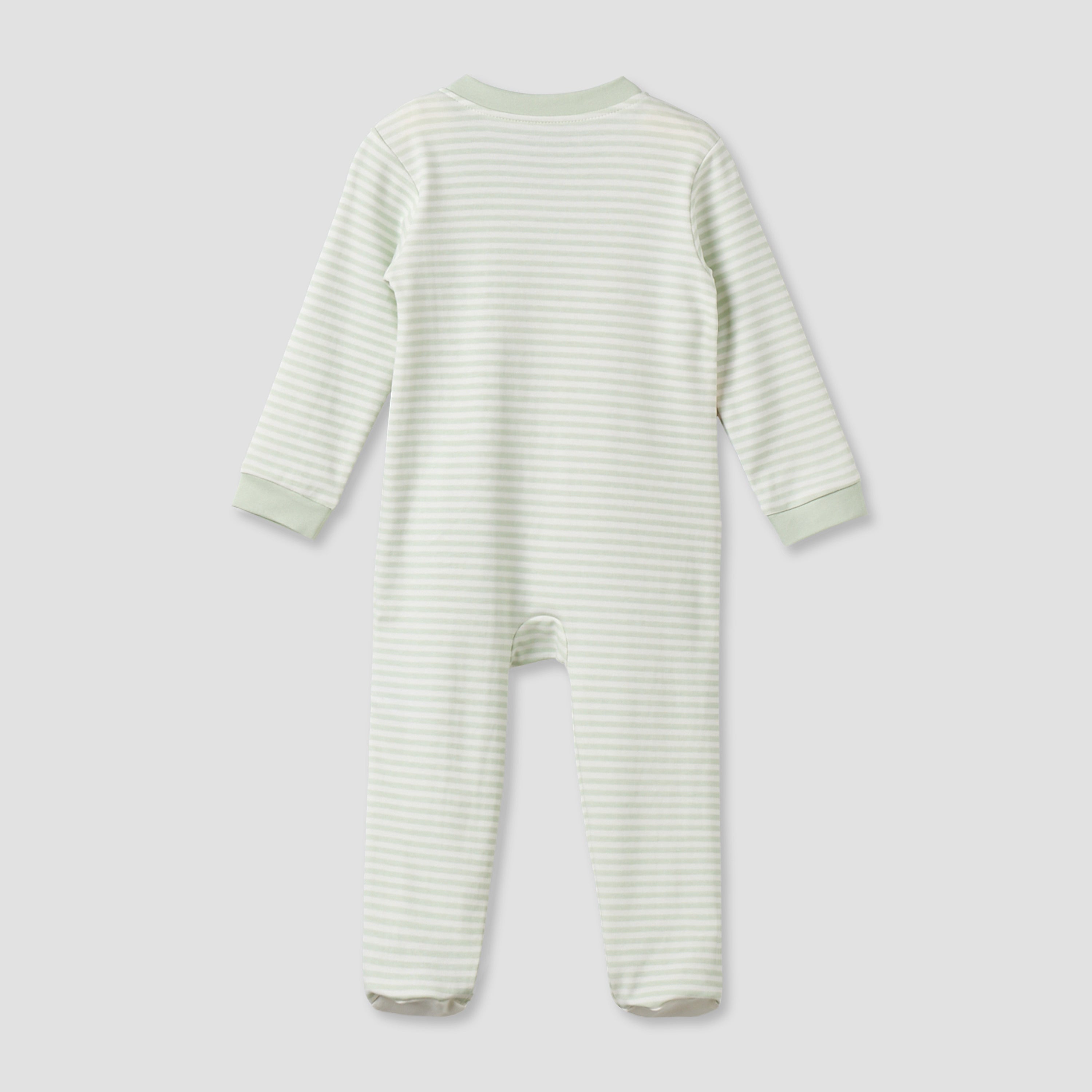 Juniors Cotton Mandarin Collar Long Sleeves Sleepsuit with Zip Closure