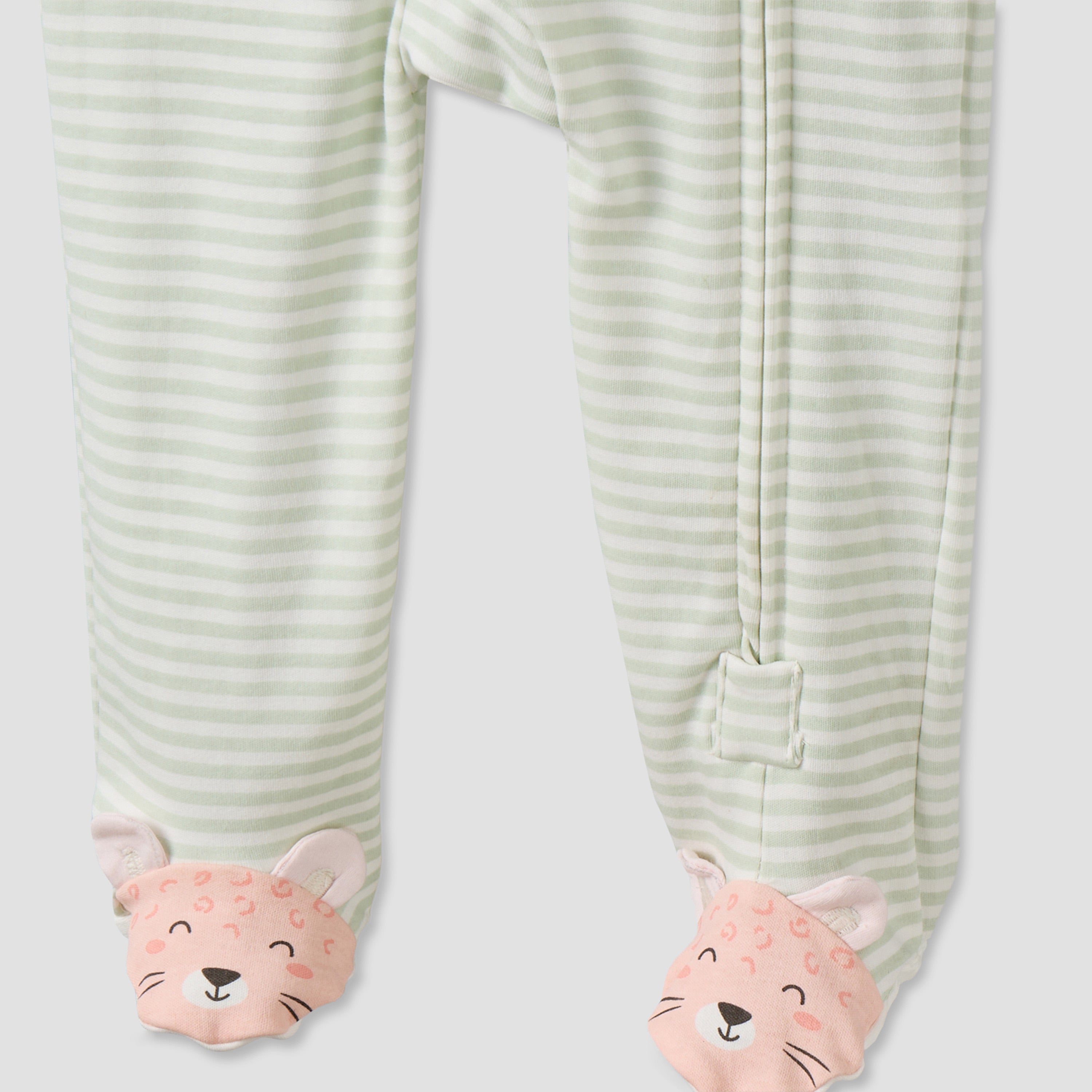 Juniors Cotton Mandarin Collar Long Sleeves Sleepsuit with Zip Closure