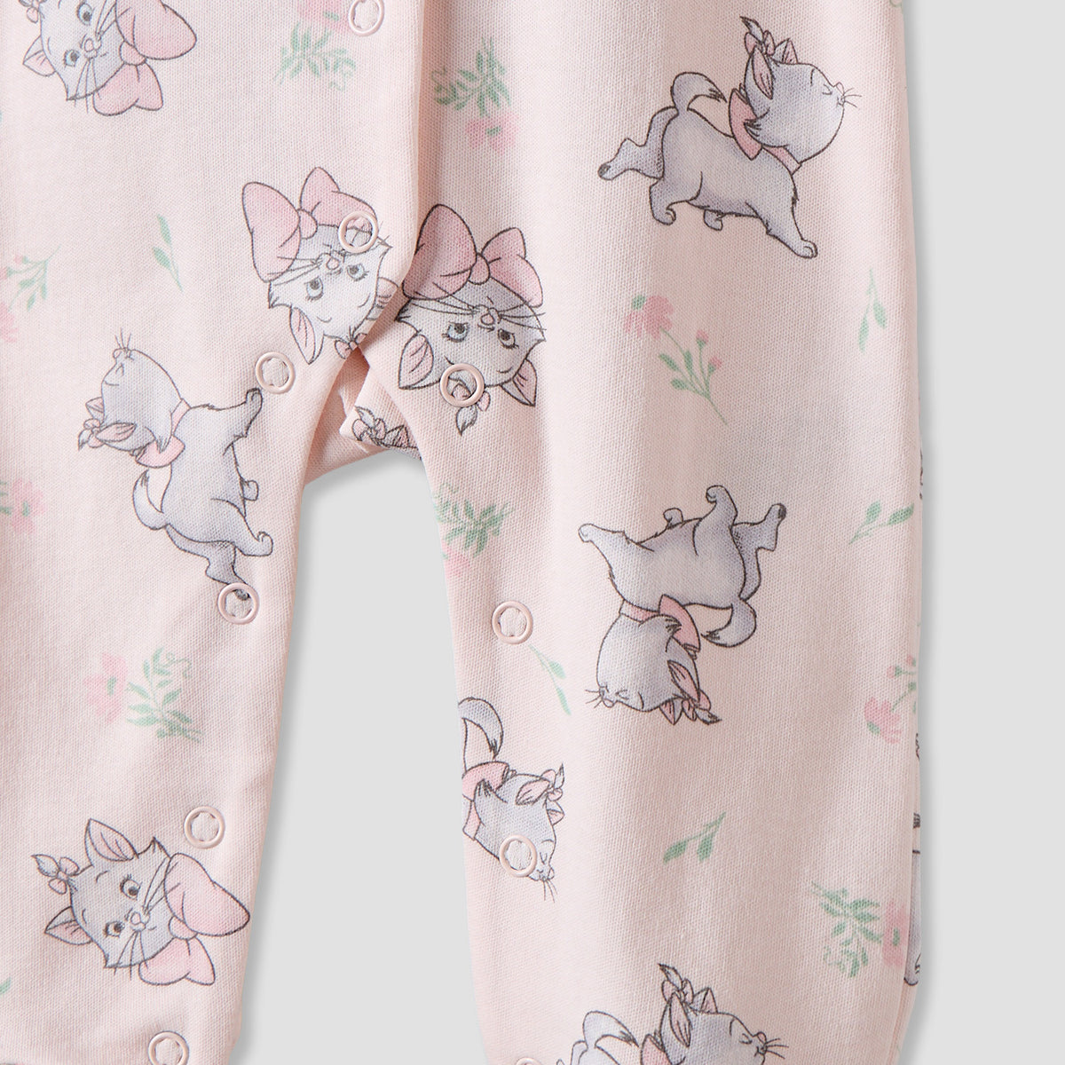 Disney Cotton Crew Neck Long Sleeves Sleepsuit with Marie Print