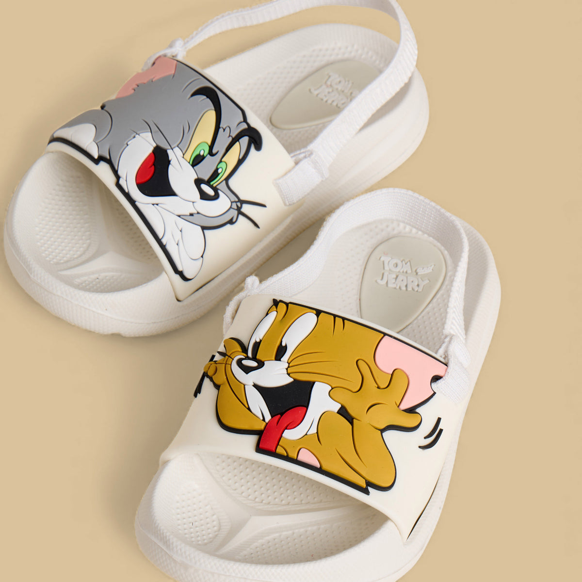 Tom and Jerry Embossed Slides with Elastic Strap