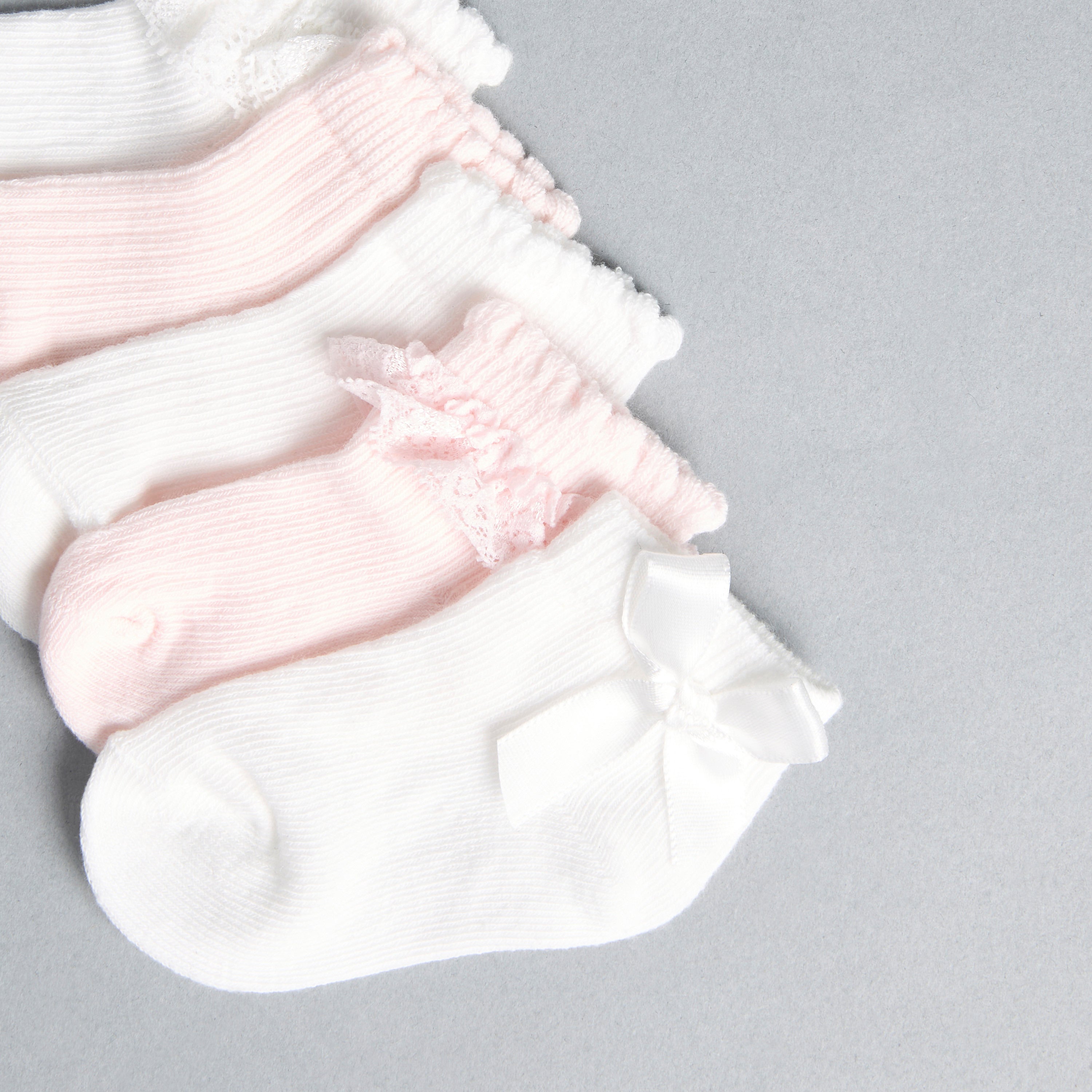 Pack of 5 - Bow Embellished Ankle Length Socks