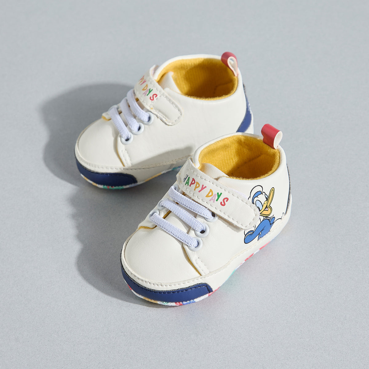 Donald Duck Print Booties with Hook and Loop Closure