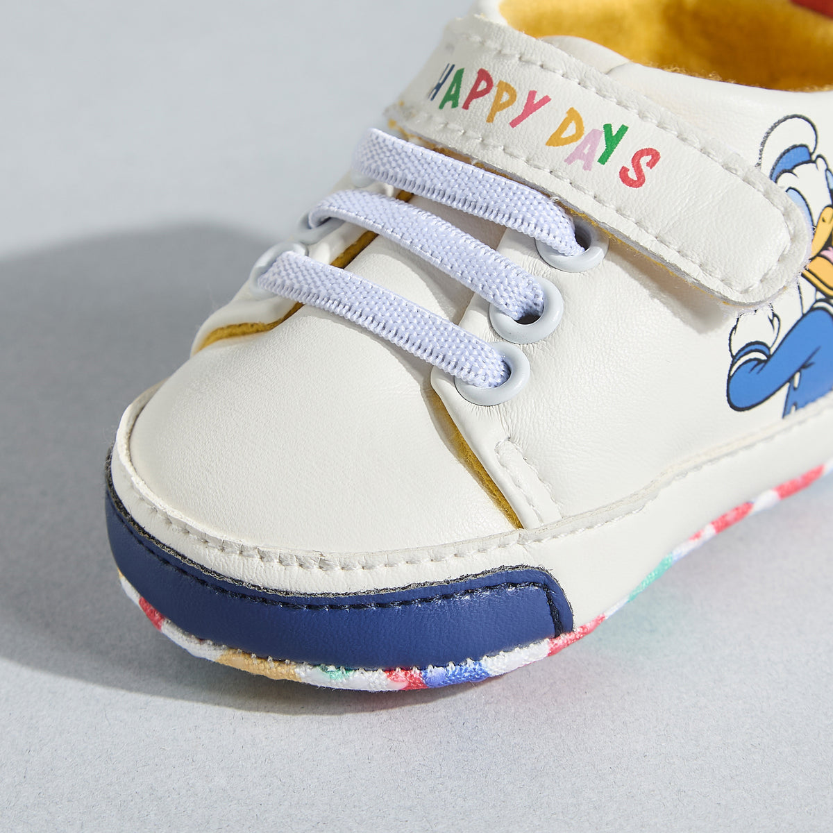 Donald Duck Print Booties with Hook and Loop Closure