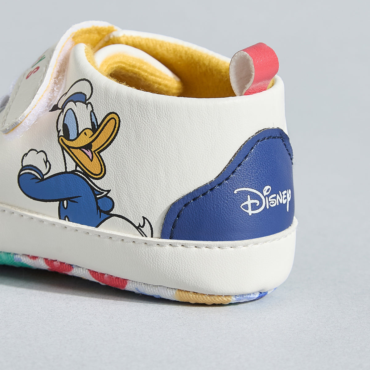 Donald Duck Print Booties with Hook and Loop Closure