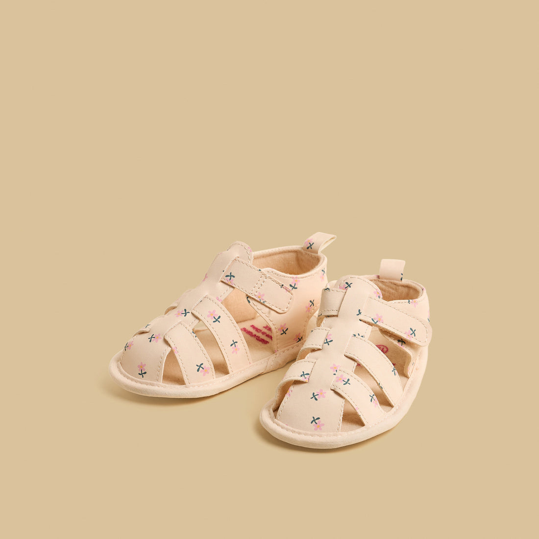 Floral Print Sandals with Hook and Loop Closure