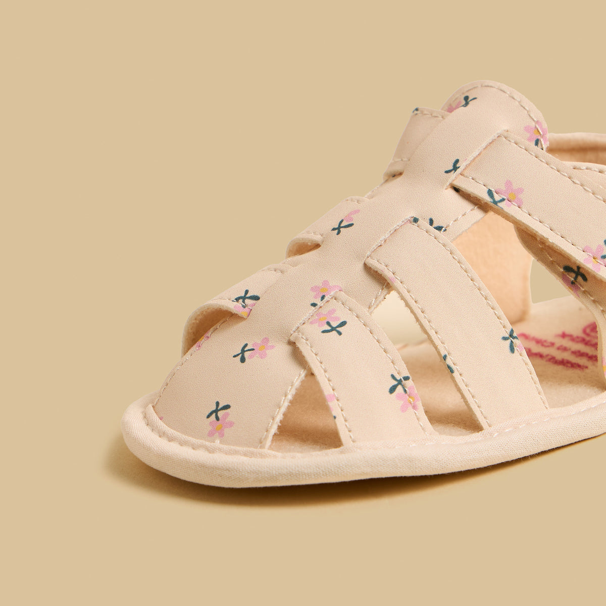 Floral Print Sandals with Hook and Loop Closure