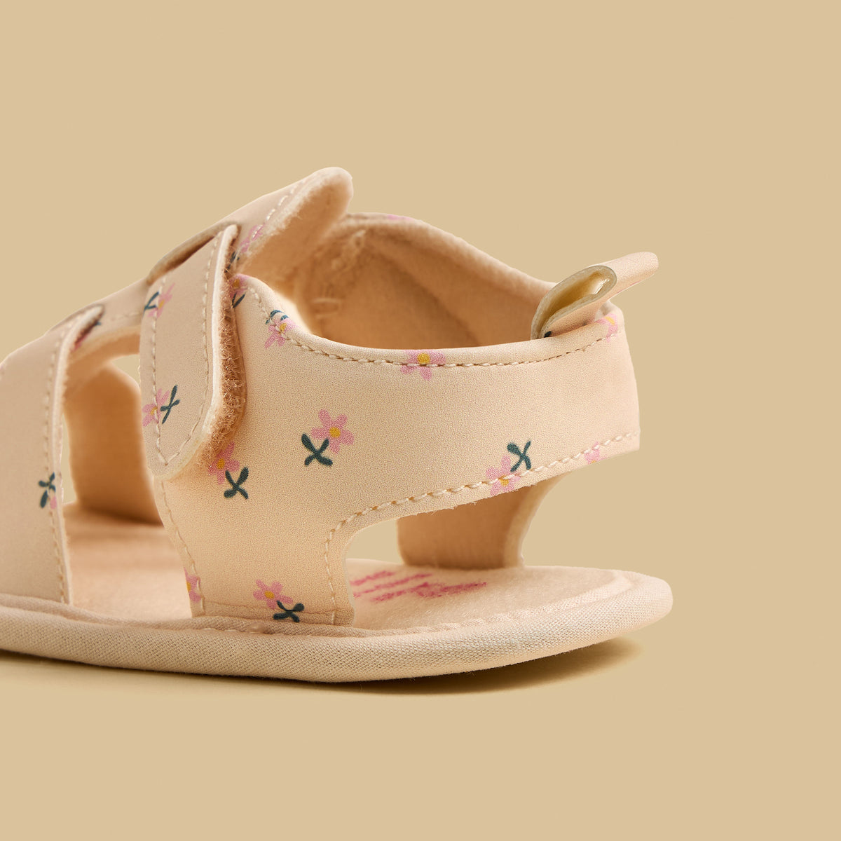 Floral Print Sandals with Hook and Loop Closure