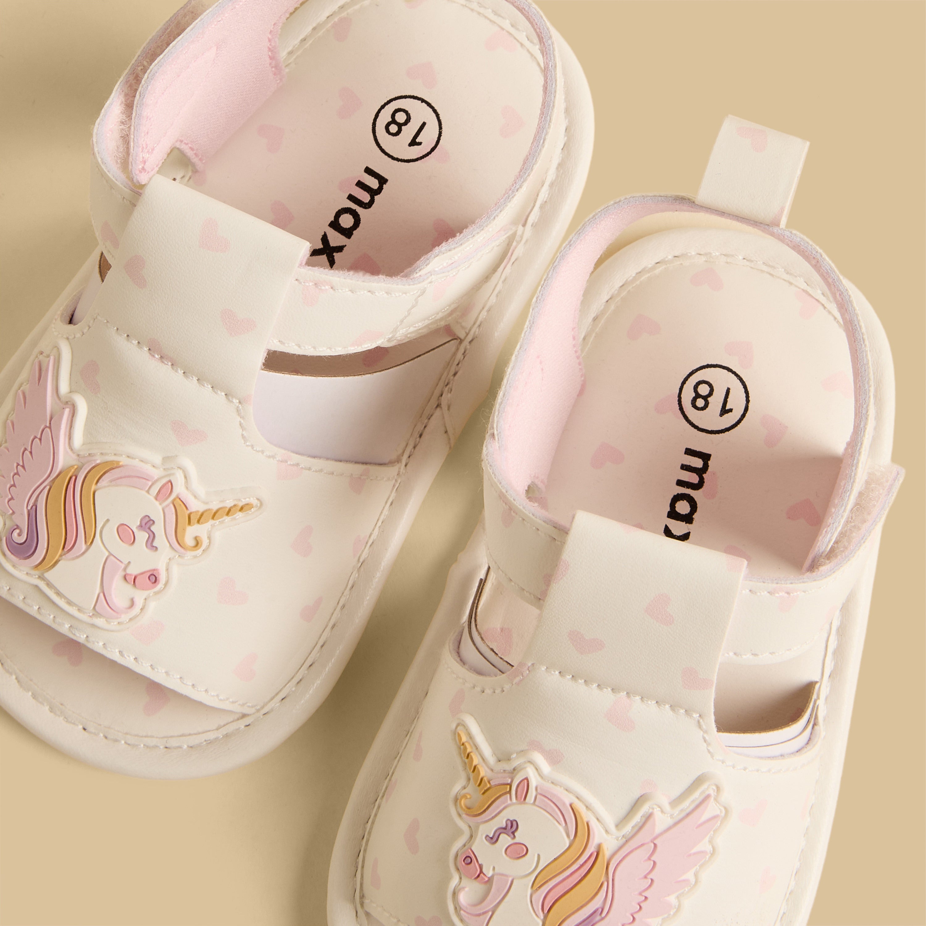 Unicorn Applique Booties with Hook and Loop Closure