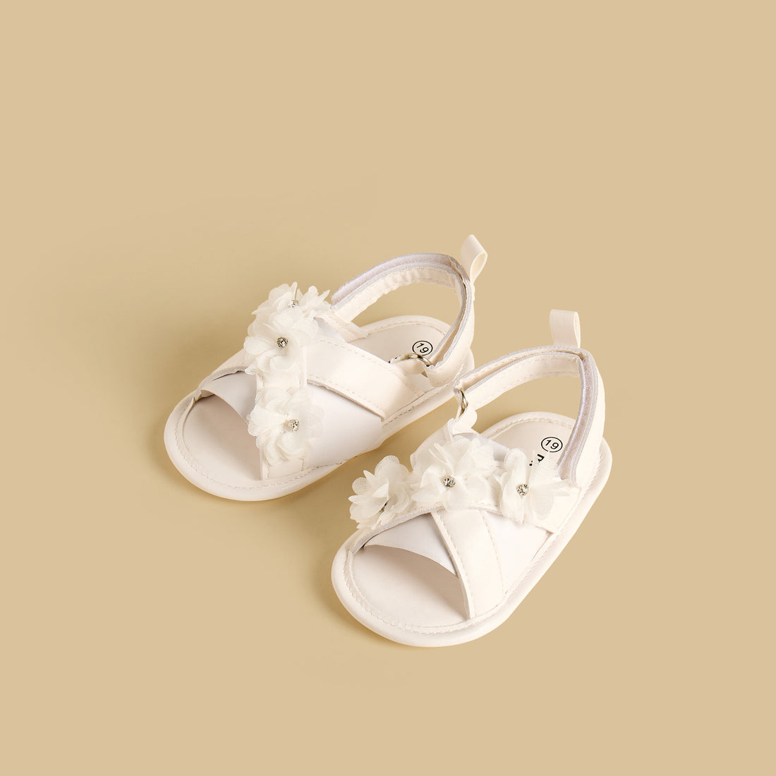 Floral Applique Booties with Hook and Loop Closure
