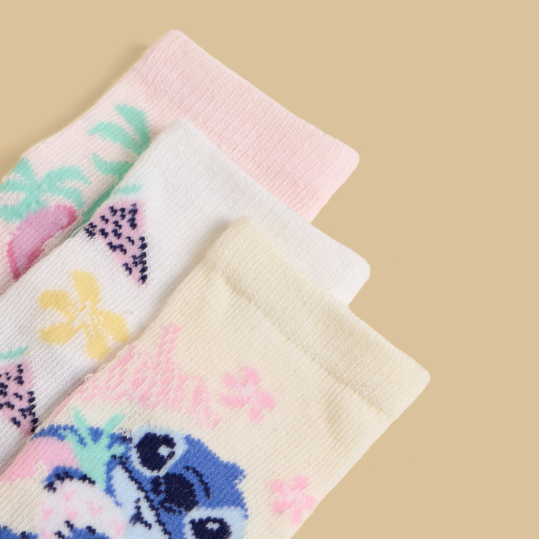 Pack of 3 - Stitch Print Anti-Skid Ankle Length Socks