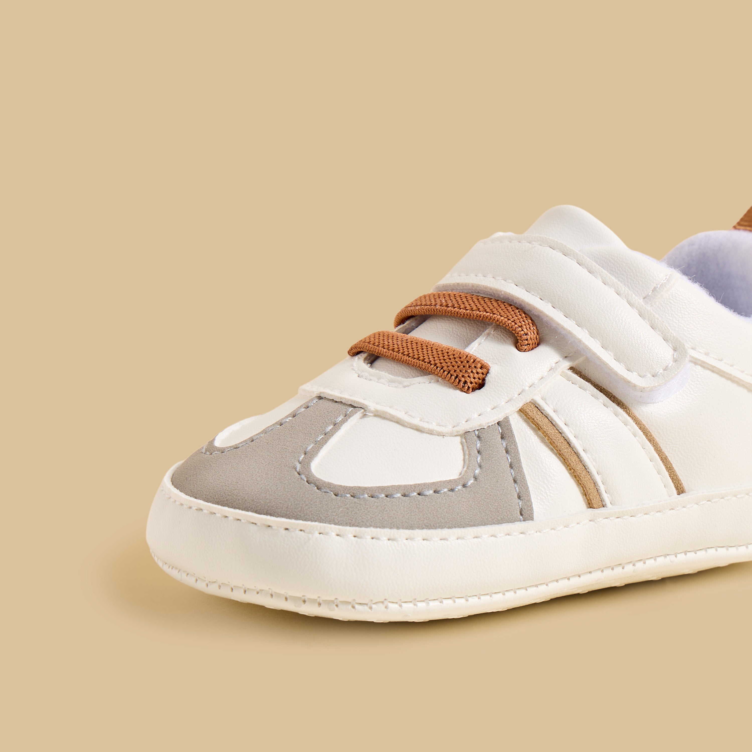 Panelled Booties with Hook and Loop Closure