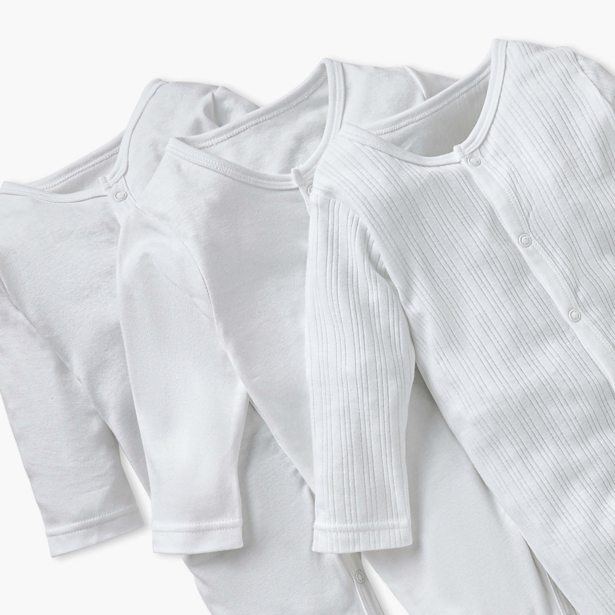 Juniors Closed Feet Solid Sleepsuit with Long Sleeves - Set of 3