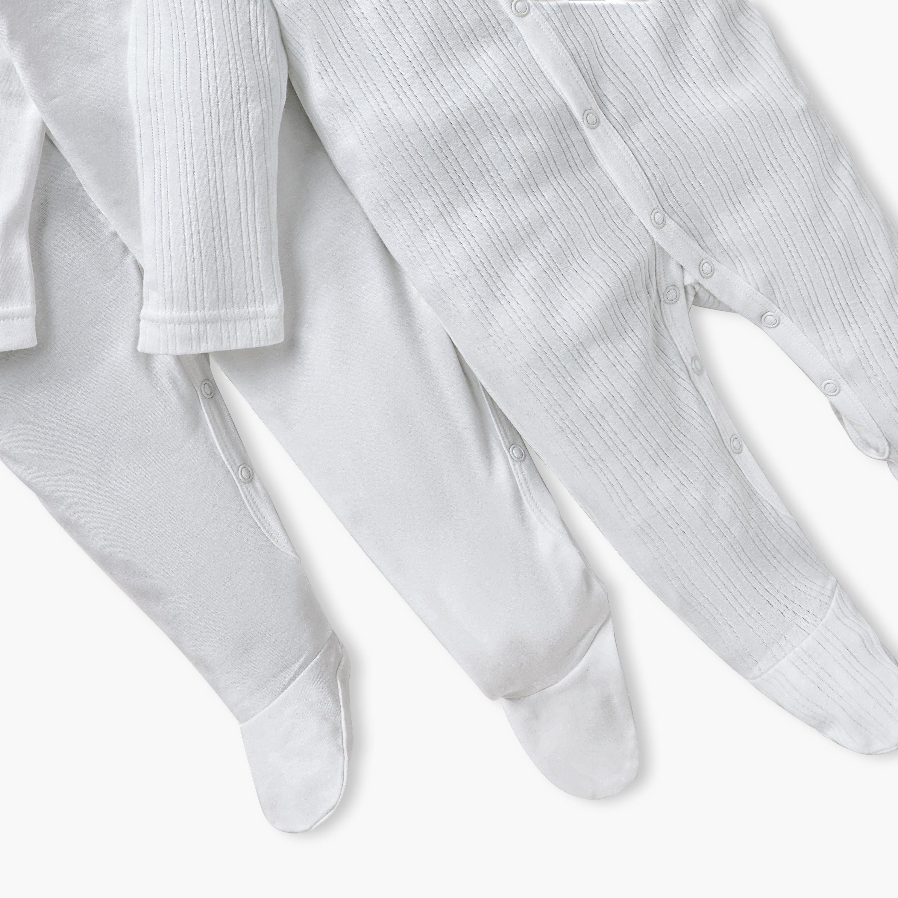 Juniors Closed Feet Solid Sleepsuit with Long Sleeves - Set of 3