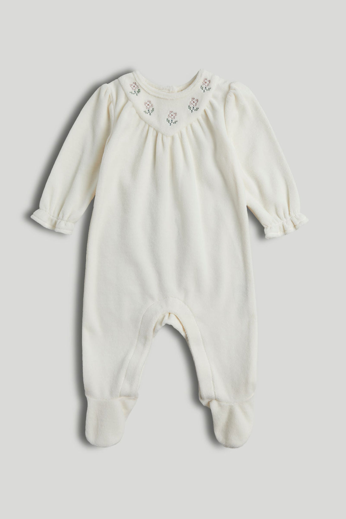 White Velour All-in-One - Multi / Up to 1 Month