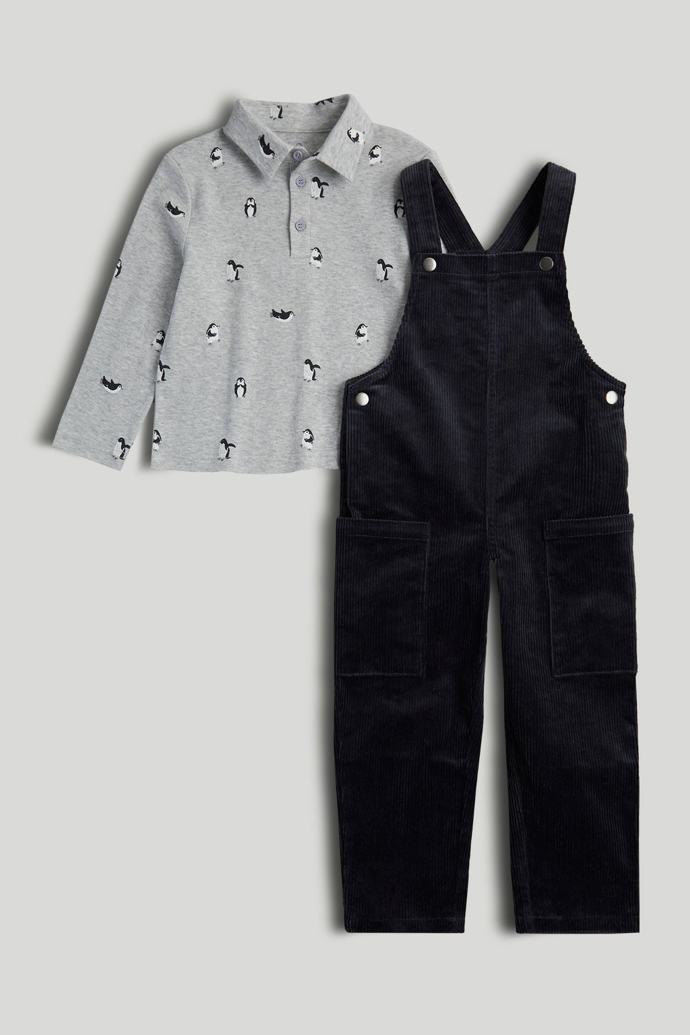 Cord Dungarees and Polo Shirt Outfit - Multi / 9-12 Months