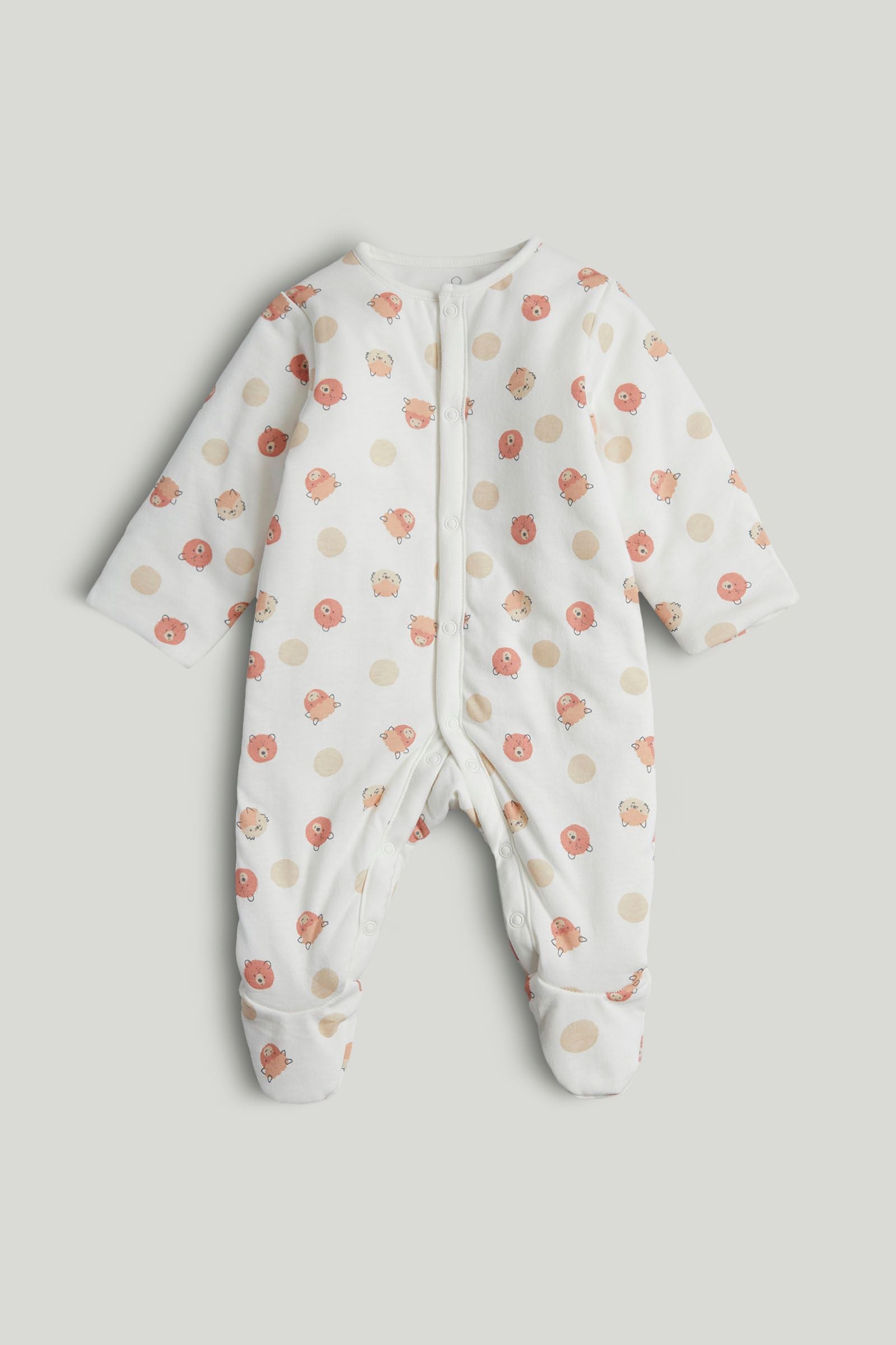Animal Spot Wadded Sleepsuit 2.5 Tog - White / Up to 1 Month