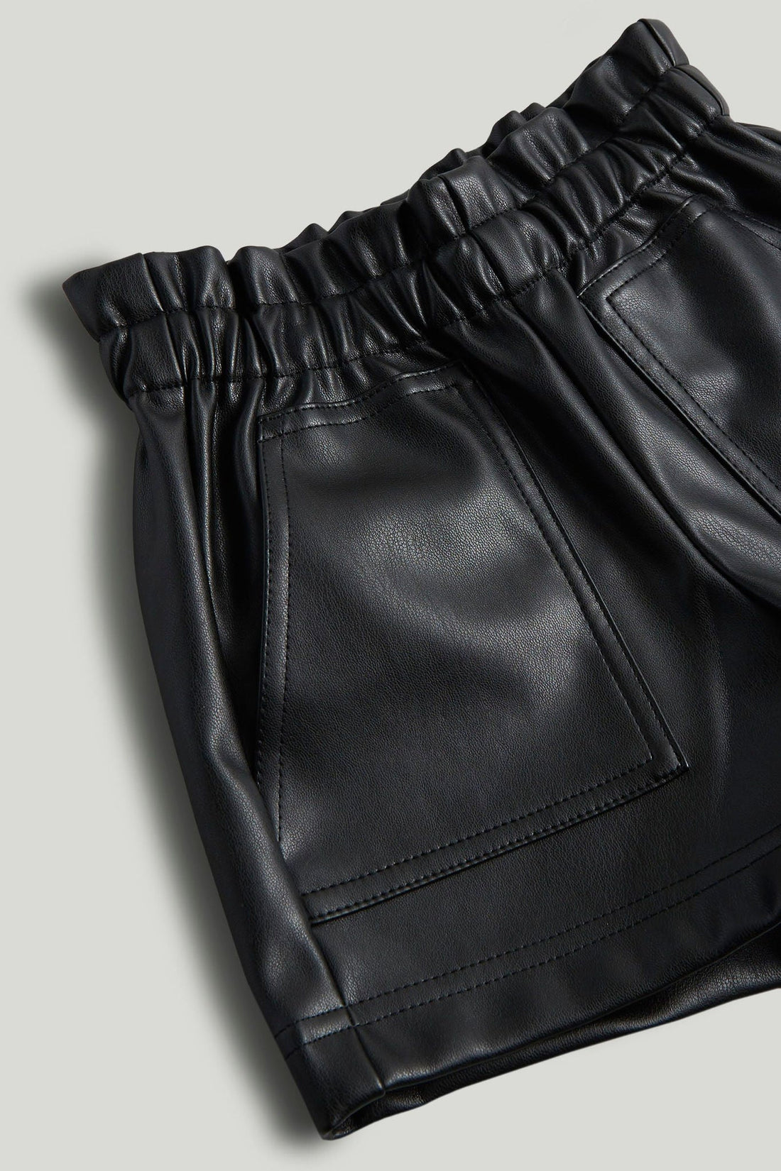 Black Faux-Leather Shorts
