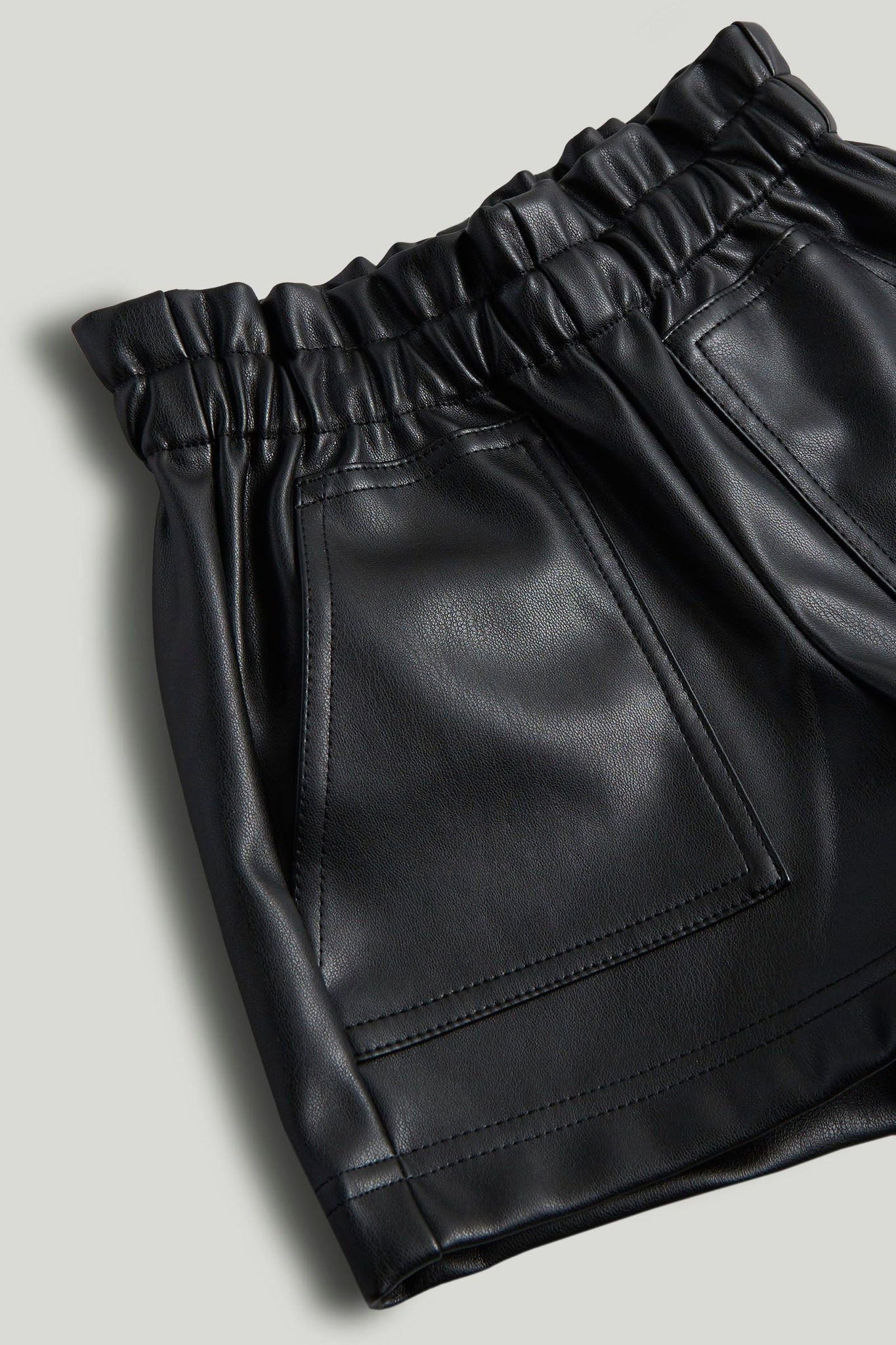 Black Faux-Leather Shorts