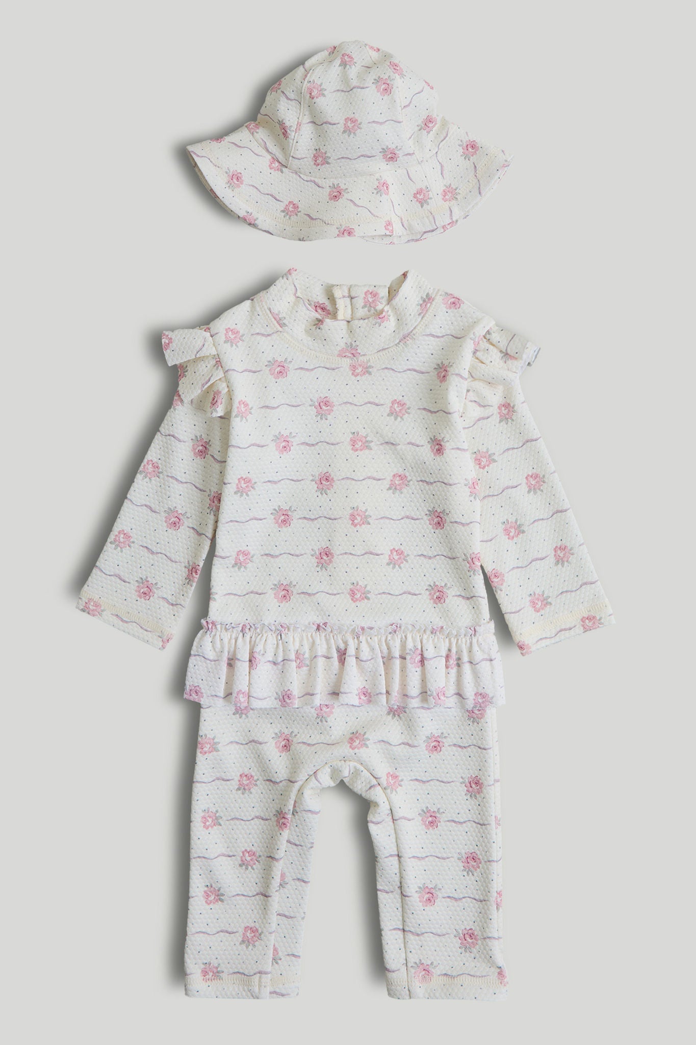 Sunsafe UPF50+ Rash Suit and Keppi Hat - Pink / 12-18 Months