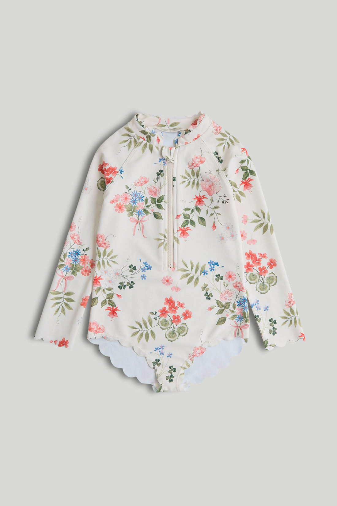 Floral Sunsafe UPF50+ Swimsuit - Cream / 9-10 Years