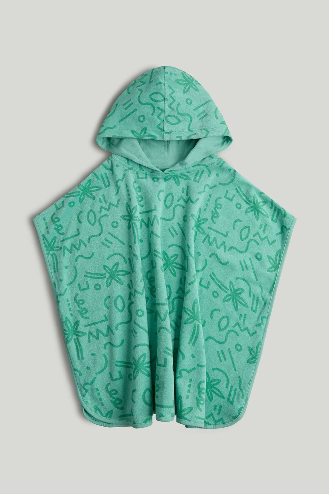Palm Towelling Poncho - Green / 8-10 Years