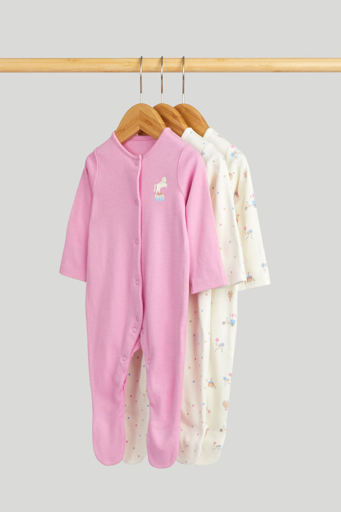 3 Pack Carnival Sleepsuits - Multi / 12-18 Months